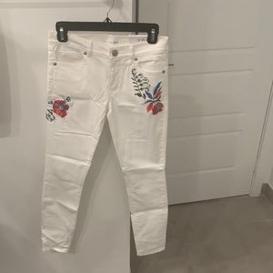 Loft white jeans skinny floral embroidery